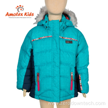 Child Duck Goose Down Filled Puffer Fur Jacket